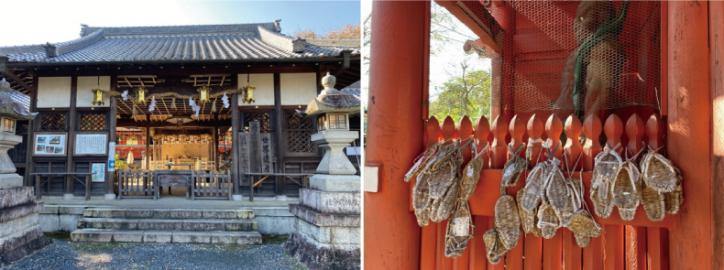 <font color='blue' size='2'>119段の石段を登り切ると前に丹生官省符神社!町石道へ入る手前にある勝利寺。参拝の道のりをお供したと思われる沢山の藁ぞうりがかかっていた。</font>